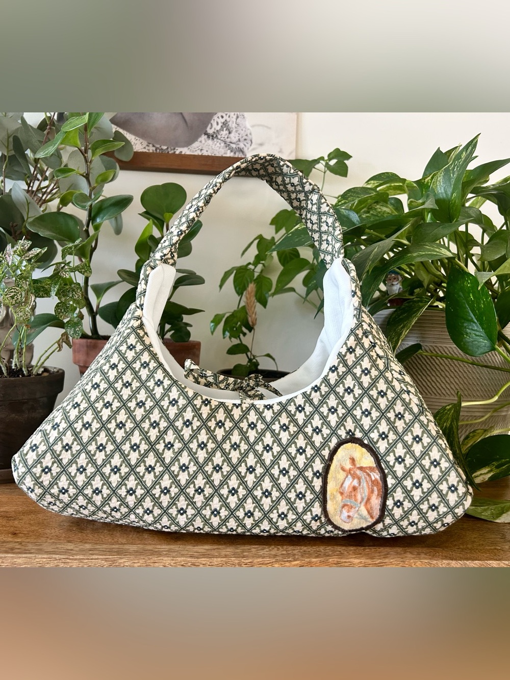 Handmade Horse Shoulder Bag | Japanese Cotton Seersucker | One of a Kind